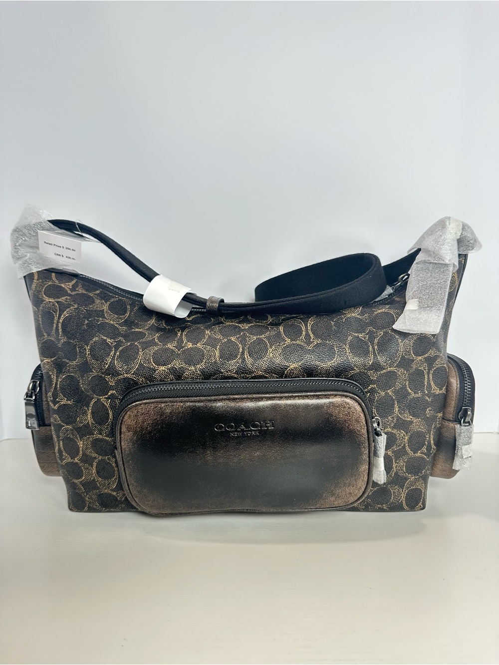 Coach Finn Crossbody Bag With Pockets in Loved Signature Canvas Brown/Gunmetal